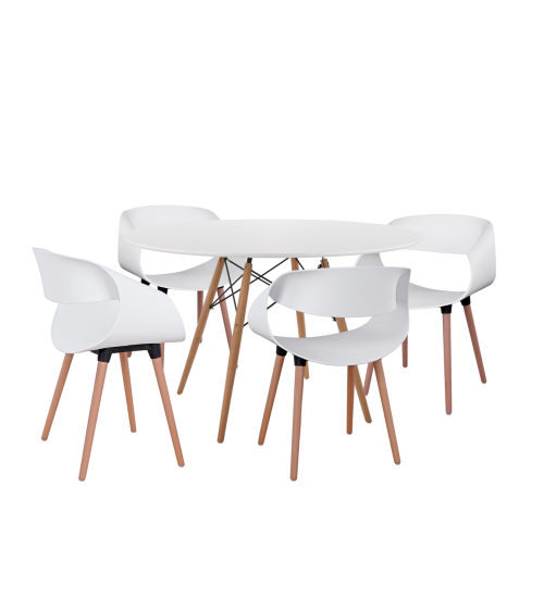 Σετ τραπεζαρίας Στρογγυλή 5τεμ. Λευκό